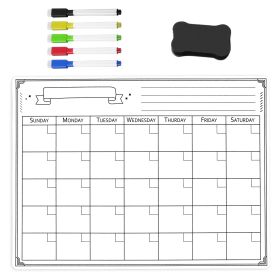Magnetic Dry Eraser Calendar For Fridge Monthly Weekly Schedule Whiteboard Planner w/ Eraser 5 Marker Pens
