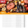 10Pcs BBQ Skewers 16" inch Kabob Skewers V-Shape Stainless Steel Shish Kebab Sticks Reusable Barbecue Skewers Set BBQ Grill Skewers for Meat Shrimp Ch