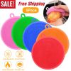 5 Pcs Kitchen Cleaning Sponge Food-Grade Silicone Scrubber BPA-Free Washing Sponge for Dishes Fruit Vegetable Dishwasher Safe