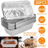 20Pcs Disposable Aluminum Foil Pans 4.14x7.4x1.85in Recyclable BBQ Trays Aluminum Drip Pans For Cooking Heating Storing Food