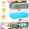 2 In 1Countertop Soap Dispenser w/Sponge Holder Dish Sink Soap Pump Container For Kitchen Bathroom Washroom
