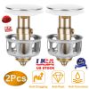 2Pcs Sink Drain Plugs Wash Basin Bounce Drain Filter Pop Up Bathtub Sink Drain Stoppers Strainer W/ Basket