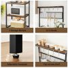 Black Metal Kitchen Baker's Rack Microwave Stand with Wood Storage Shelves