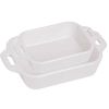 2 Piece Ceramic Stoneware Bakeware Casserole Dish Set in White
