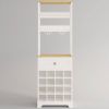 White/Natural Wine Bottle & Glass Rack Cabinet Bar Storage