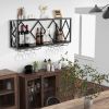 Industrial Rustic Brown Wood Metal Wall Mounted Wine Rack Shelf