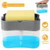 2 In 1Countertop Soap Dispenser w/Sponge Holder Dish Sink Soap Pump Container For Kitchen Bathroom Washroom