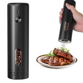 Electric Pepper Grinder USB Rechargeable Pepper Mill Automatic Salt Grinder with 6 Adjustable Coarseness LED Light 110ML/3.72OZ Container One Hand Ope