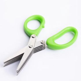 Multifunctional Multi-layer Kitchen Scissors Suitable For Cutting Onions, Vegetables And Spices (Color: Green)