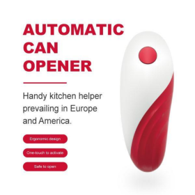 Automatic Electric Can Opener, One-button Opening For Cans Of Any Size, Food-grade White Kitchen Gadget (Option: Red white)