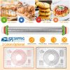 Dough Rolling Pin Dough Roller Stainless Steel Rolling Pins with 4 Removable Adjustable Thickness Rings and Rolling Mat for Baking Pizza Fondant Pie C