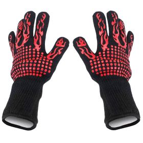 BBQ Gloves 1472°F Heat Resistant Grill Gloves Anti-slip Carbon Fiber BBQ Gloves Oven Gloves Mitts For Barbecue Cooking Baking Welding Cutting (Option: Red)