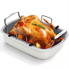 High-Temperature Resistant Chicken Roasting Pan Heat-Resistant Fried Chicken Tray For Oven Baking (Color: White)